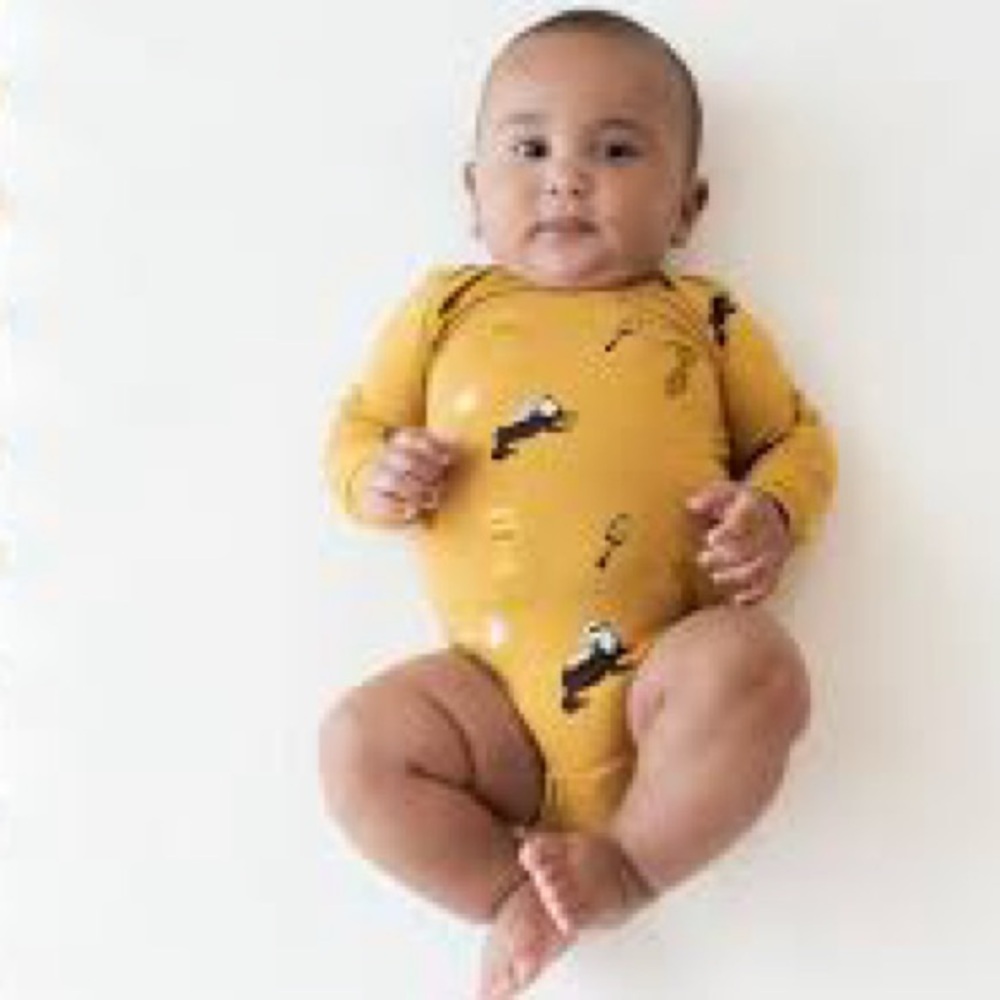 Kyte BABY Mustard Bamboo Long Sleeve Hufflepuff Bodysuit